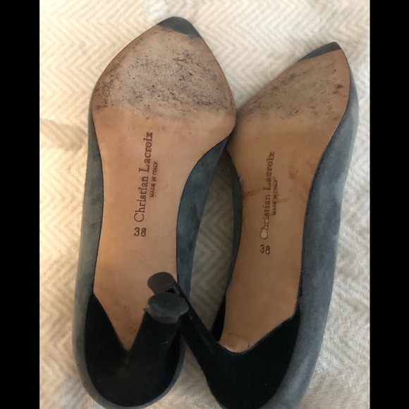 DEAL! Italian grey suede, black heel stunning designer stilettos, 38 - Picture 5 of 5